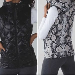 Lululemon 650-Fill Power Goose Down Zip-Up Vest Black/Ziggy Snake Women's Size 6